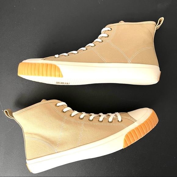 J.Crew Tan Canvas High Top Sneakers Shoes Sz 10 New - Picture 3 of 8